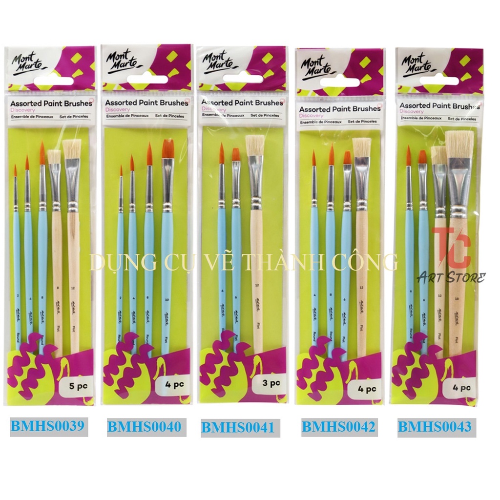 FULL SET cọ vẽ màu NƯỚC, ACRYLIC Mont Marte - Cọ Vẽ Dành cho học sinh