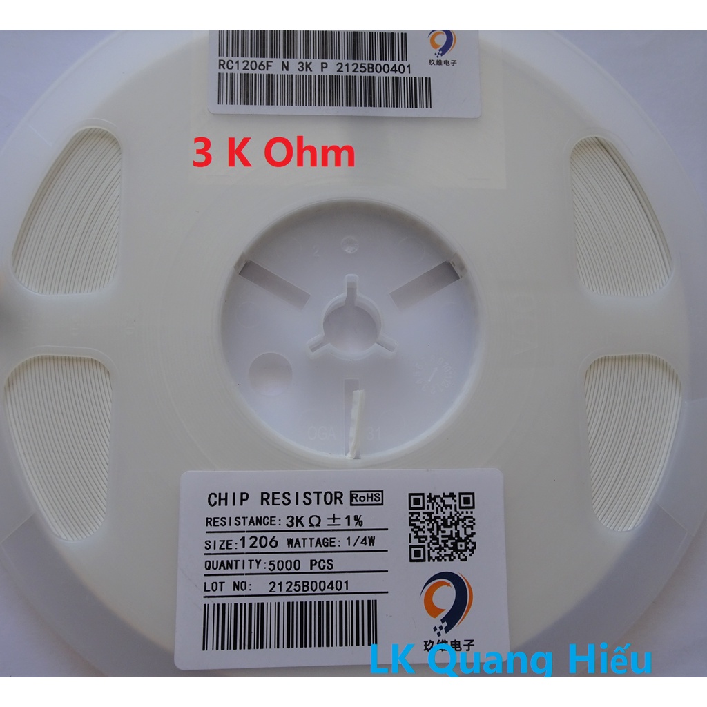 Điện trở dán 3K ohm SMD 1206 1% 1/4W (gói 100 con)