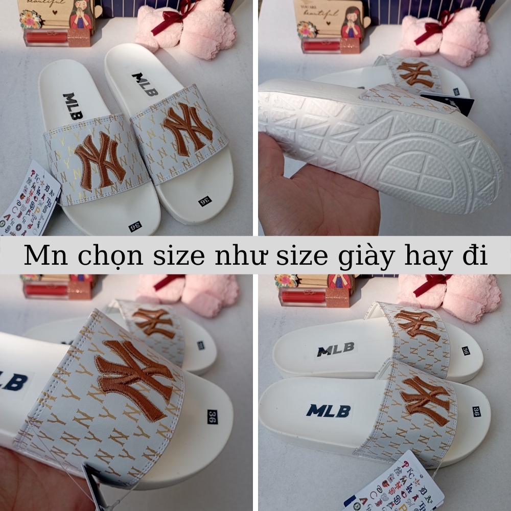 [FREESHIP + Sẵn hàng] Dép 𝐌𝐋𝐁 𝗡𝗬 Nhiều Màu Chữ Thêu Sắc Nét ❤️ Dép Mlb Ny Quai Ngang Nam Nữ