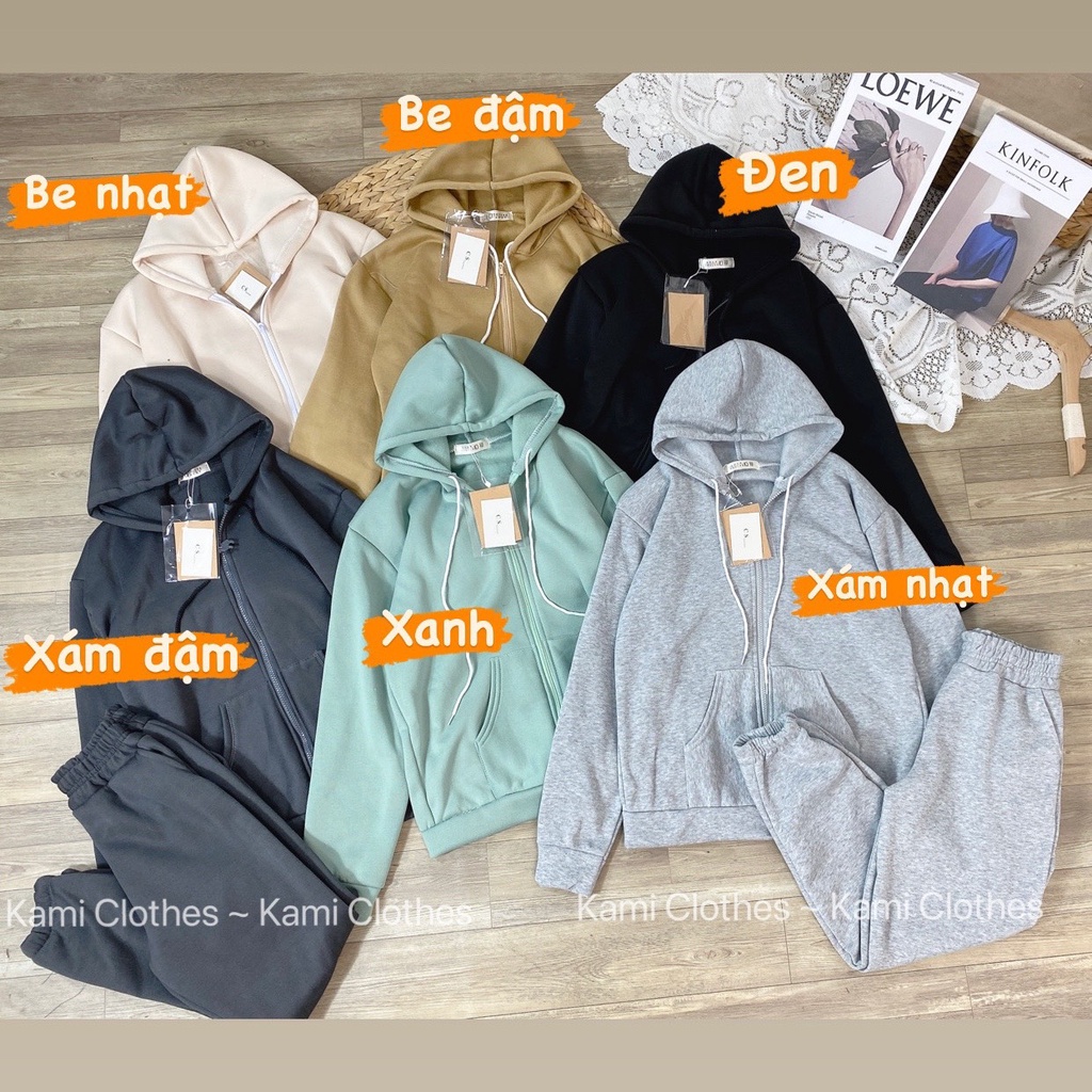 Set bộ nỉ gồm áo và quần dài phong cách Hàn Quốc - KAMI Clothes