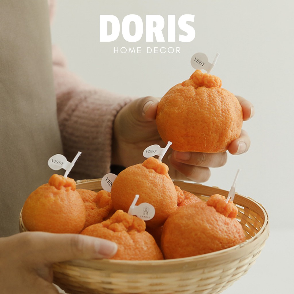 Nến sáp thơm hình quả quýt, cam vàng, miếng phô mai decor phong cách Hàn Quốc - Doris.decor
