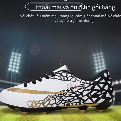 Kích thước:31-43 FG Giày bóng đá có mũi nhọn cao cho trẻ em , giày huấn luyện bóng đá sân cỏ nhân tạo cho thanh niên