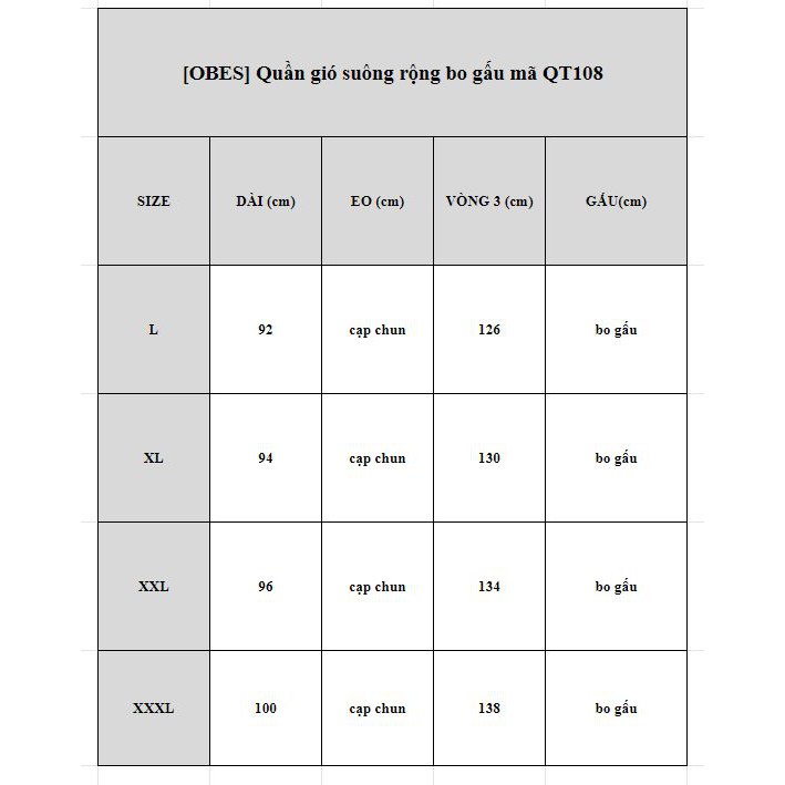 [OBES] Quần gió suông rộng bo gấu mã QT108