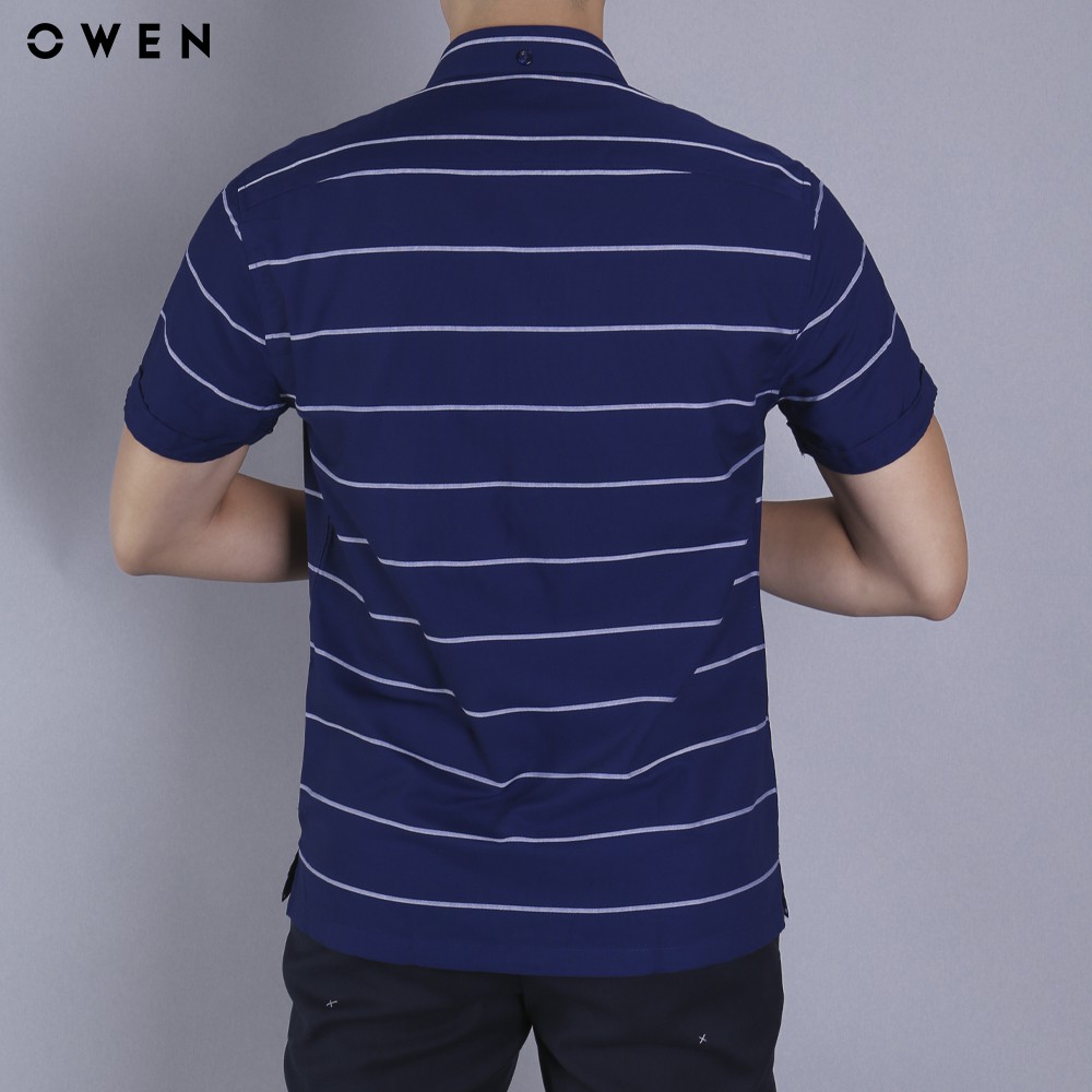Áo sơmi nam ngắn tay Owen chất Bamboo dáng Bodyfit màu xanh - BA90520N | BigBuy360 - bigbuy360.vn