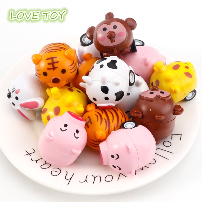 1 Xe Đồ Chơi Mini Hình Động Vật Hoạt Hình Bằng Nhựa Dễ Thương Cho Bé Trai