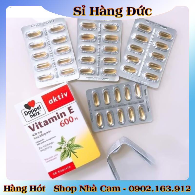 [auth] Viên uống Doppelherz Aktiv Vitamin E 600N của Đức, 40 viên -Nội địa Đức Đủ Bill [Hot]