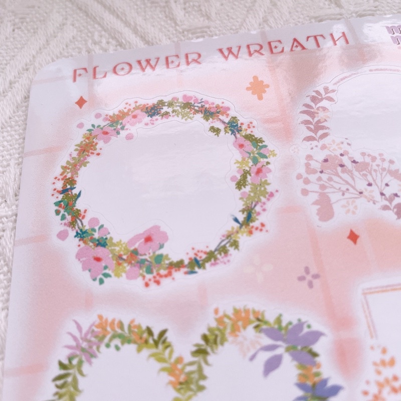 Meimei Sticker - Notepad Flower Garden tập giấy ghi chú và Combo sticker Flower Wreath