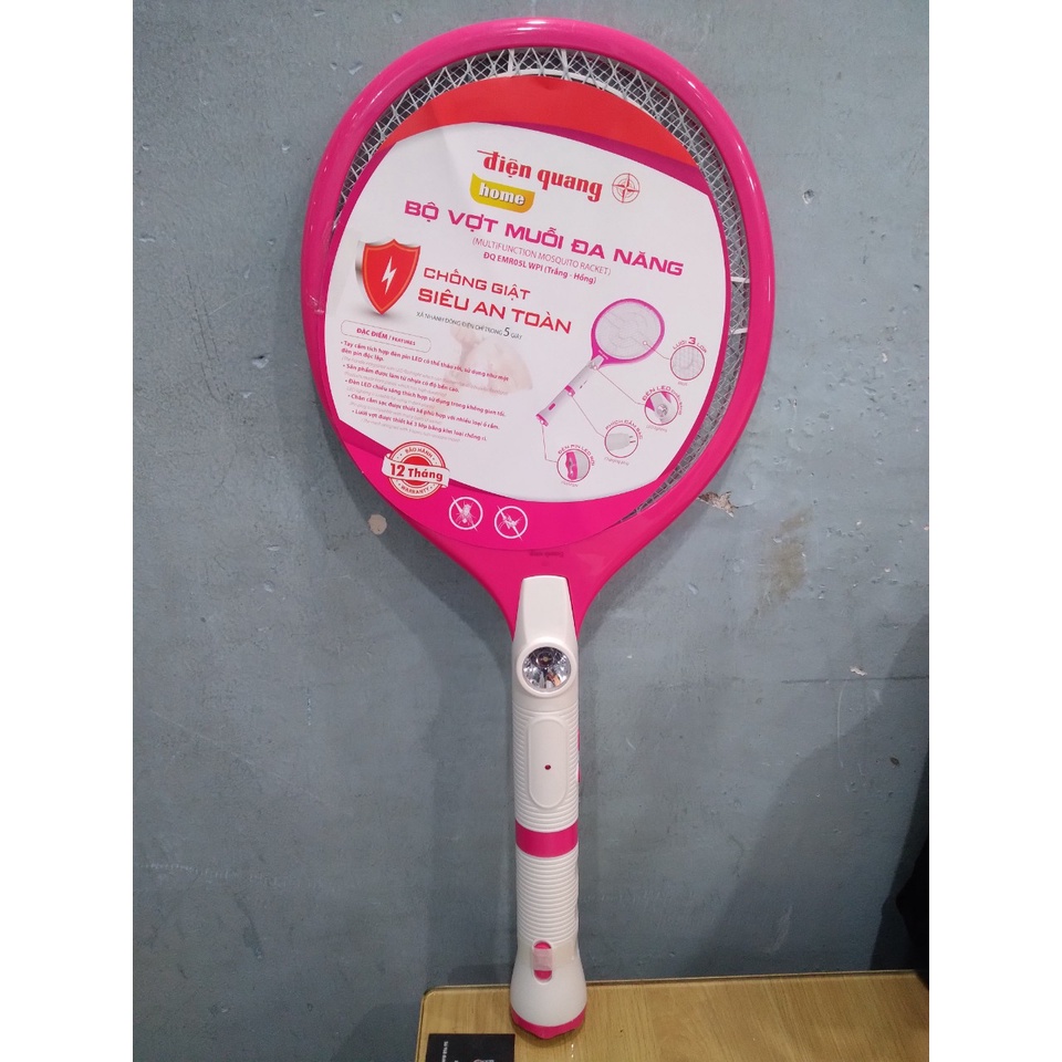 Vợt muỗi Điện Quang loại có đèn và loại không đèn, pin tháo rời, hàng chính hãng