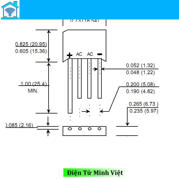 Diode chỉnh lưu cầu 4A Dẹt ( KBL406 4A 600V)