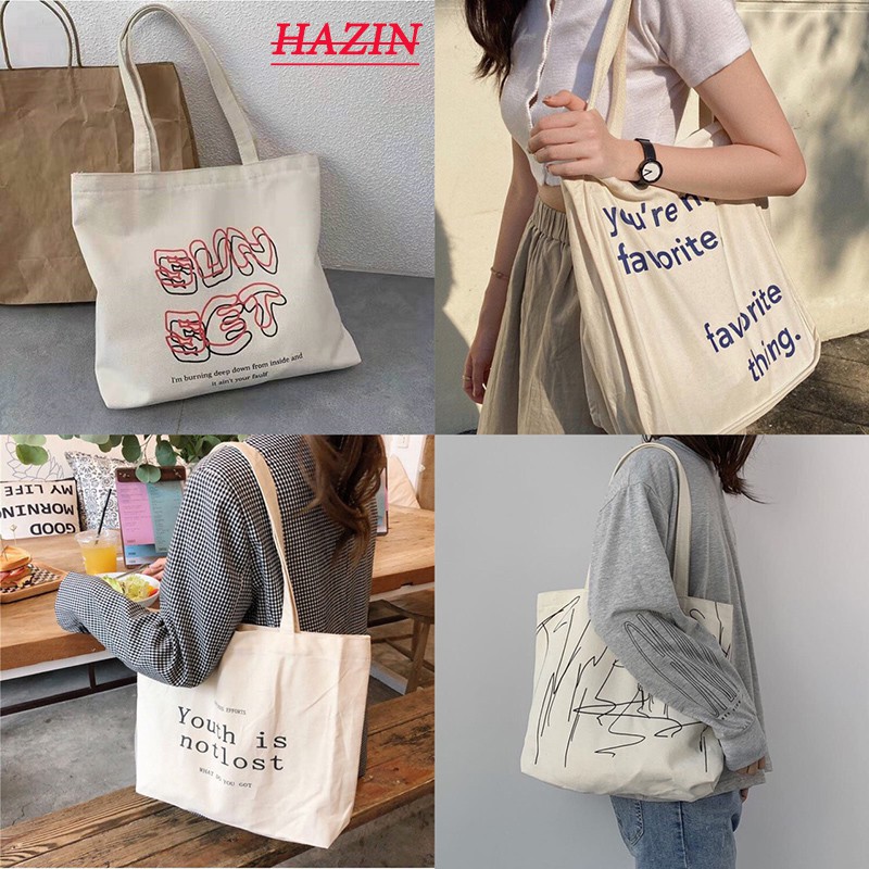 Túi Vải Túi Tote Túi Đeo vai phong cách thời trang đi học đi chơi thời Trang Hazin