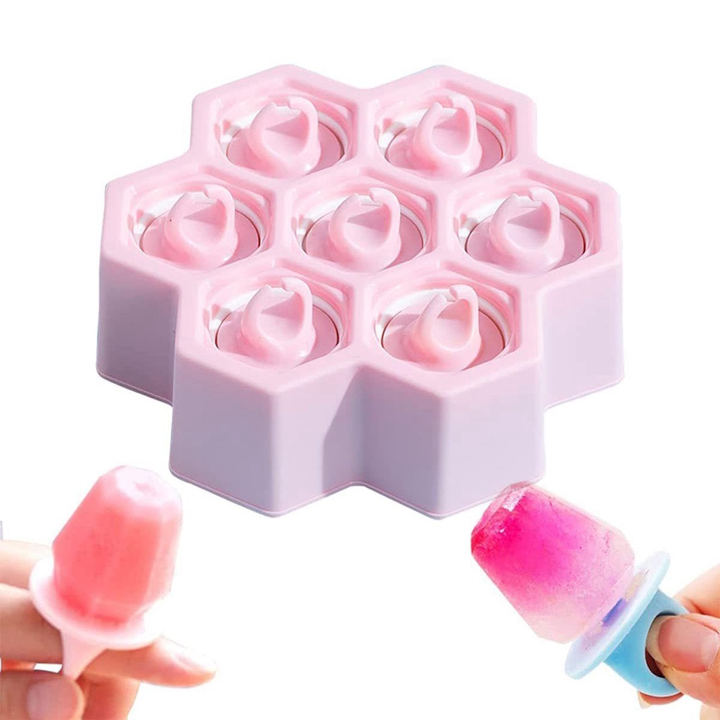 Khuôn Làm Kem Que Bằng Silicone Hình Tổ Ong Dễ Tháo Rời Tiện Dụng DIY