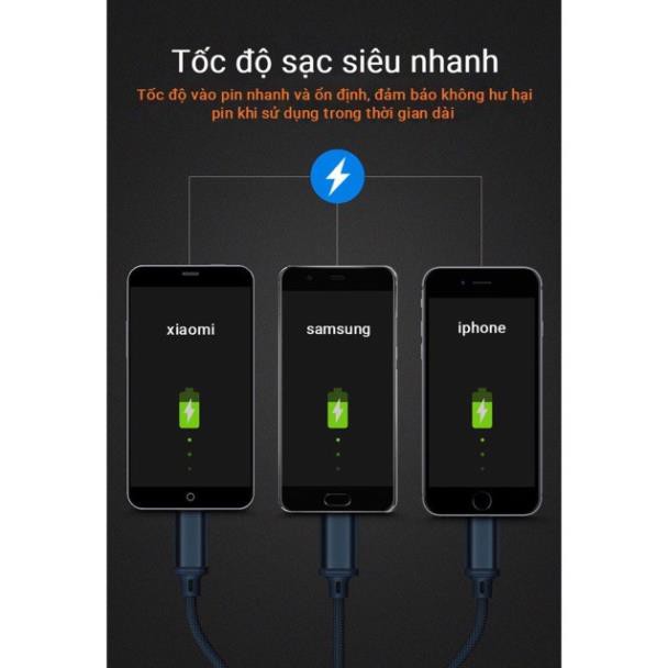 Cáp sạc 3 đầu REMAX 3in1 ( type c, micro, iphone)