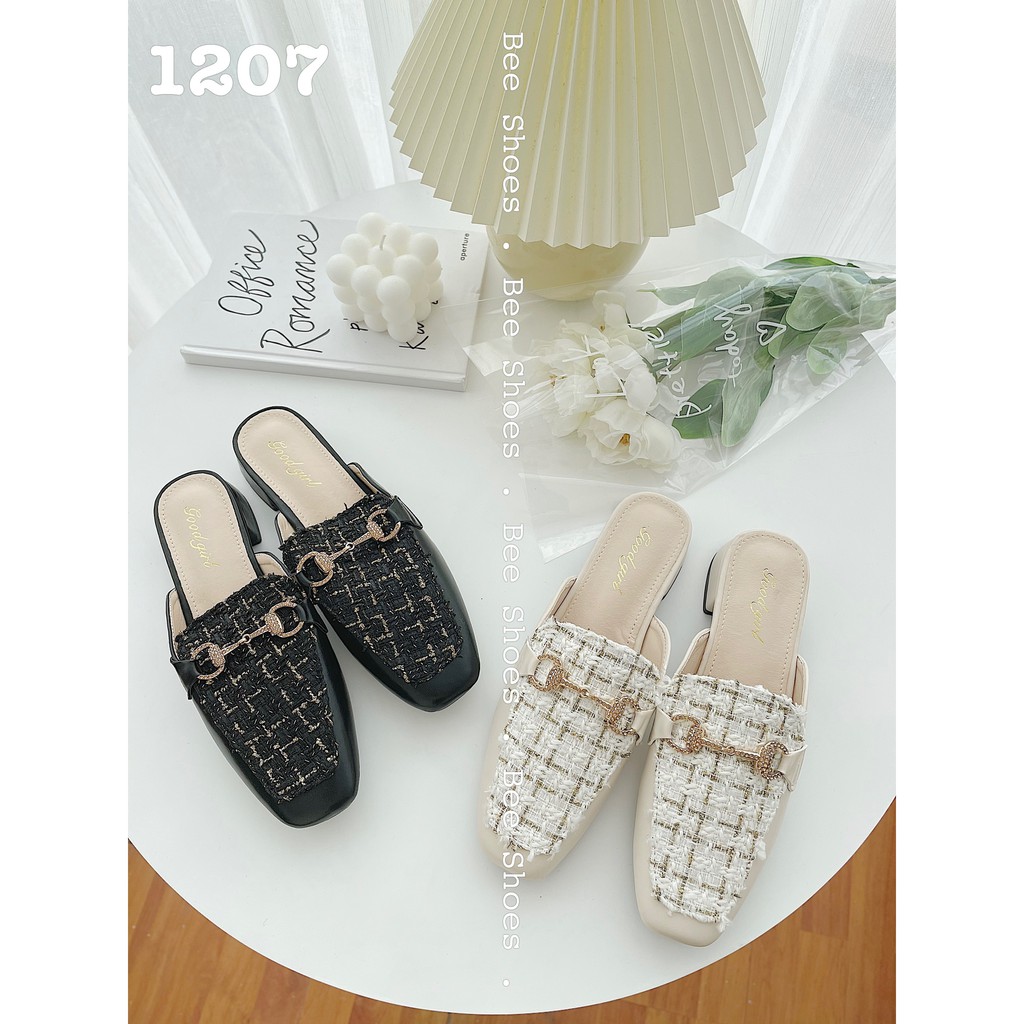 BEESHOES - GIÀY SỤC NỮ MŨI VUÔNG ĐẾ VUÔNG - GIÀY SỤC NỮ MŨI VUÔNG ĐẾ VUÔNG CAO 2 PHÂN SẴN MÀU ĐEN - KEM 201207