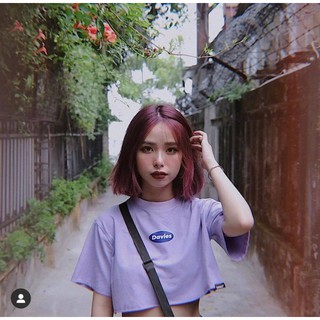 Áo thun croptop tay ngắn màu tím cực hot cực yêu