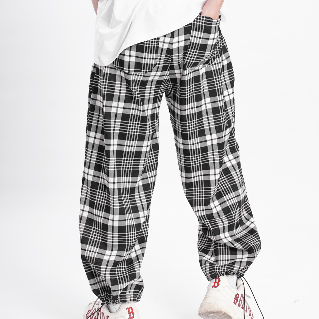 Quần jogger Kẻ Sọc CARO RÚT GẤU thể thao Unisex N7 nam nữ Basic Pants Ống Rộng Hiphop bigsize phong cách Hàn Quốc | BigBuy360 - bigbuy360.vn