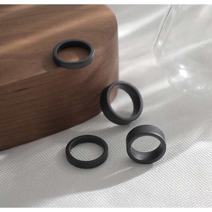 Nhẫn trơn nam nữ đen titan Unisex PUN thép không rỉ - Nhẫn Nam Phong Cách Hàn Quốc - Nhẫn Less Ring