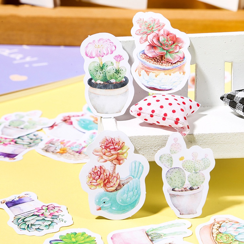 Sticker chủ đề Cây Xương Rồng - Hộp 45 miếng dán trang trí sổ tay Bullet Journal - M260