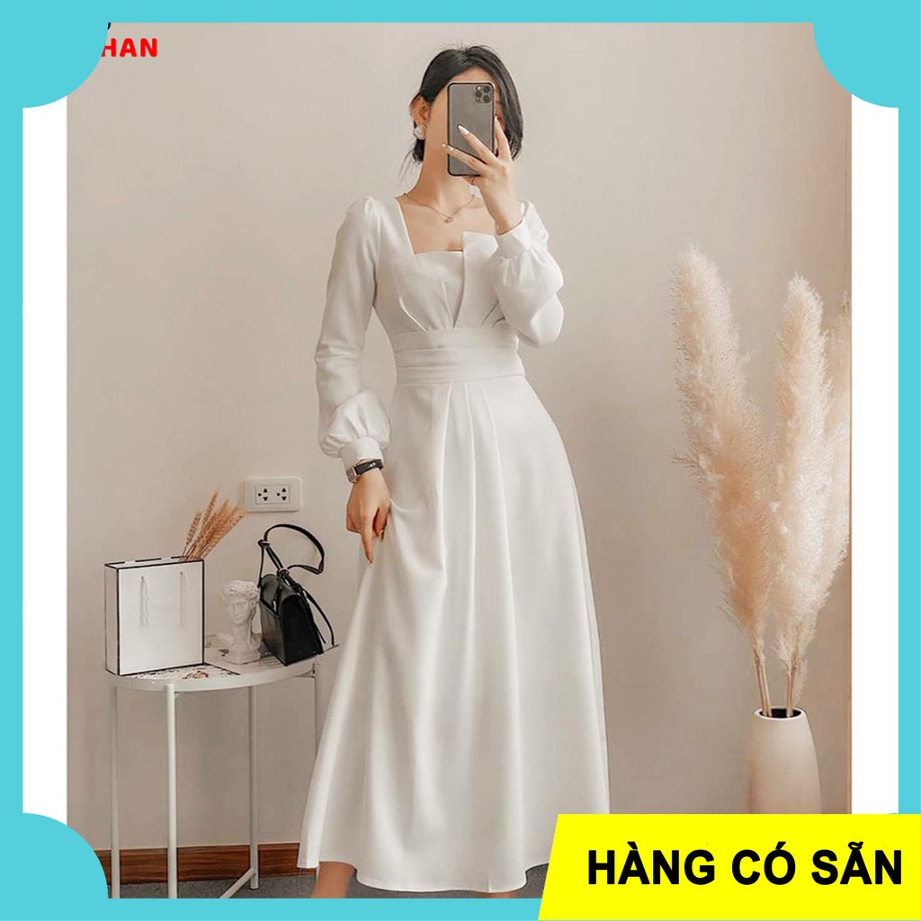 [BIGSIZE MOOHAN] ⚡️𝐌𝐈𝐄̂̃𝐍 𝐏𝐇𝐈́ 𝐒𝐇𝐈𝐏⚡️ĐẦM BIGSIZE TRẮNG CỔ VUÔNG XẾP LY TAY DÀI DÁNG XÒE, ĐẦM ĐÁM CƯỚI | BigBuy360 - bigbuy360.vn