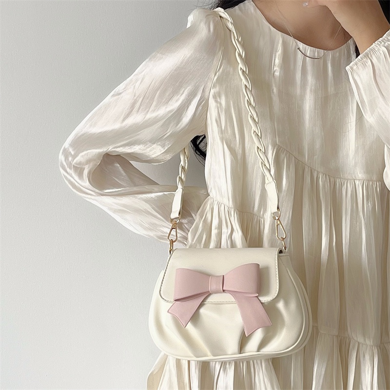 Túi xách nữ túi đeo chéo phối nơ nhỏ đáng yê