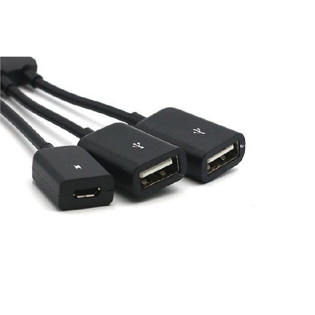 Cáp OTG MicroUSB dùng 2 thiết bị cùng lúc có cổng hỗ trợ nguồn