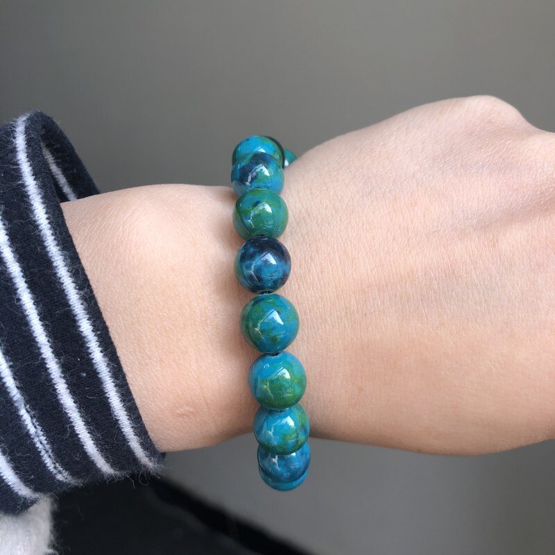 Chrysocolla Chuỗi Hạt Đá 4 6 8 10 12mm 15 "Làm Trang Sức Thủ Công