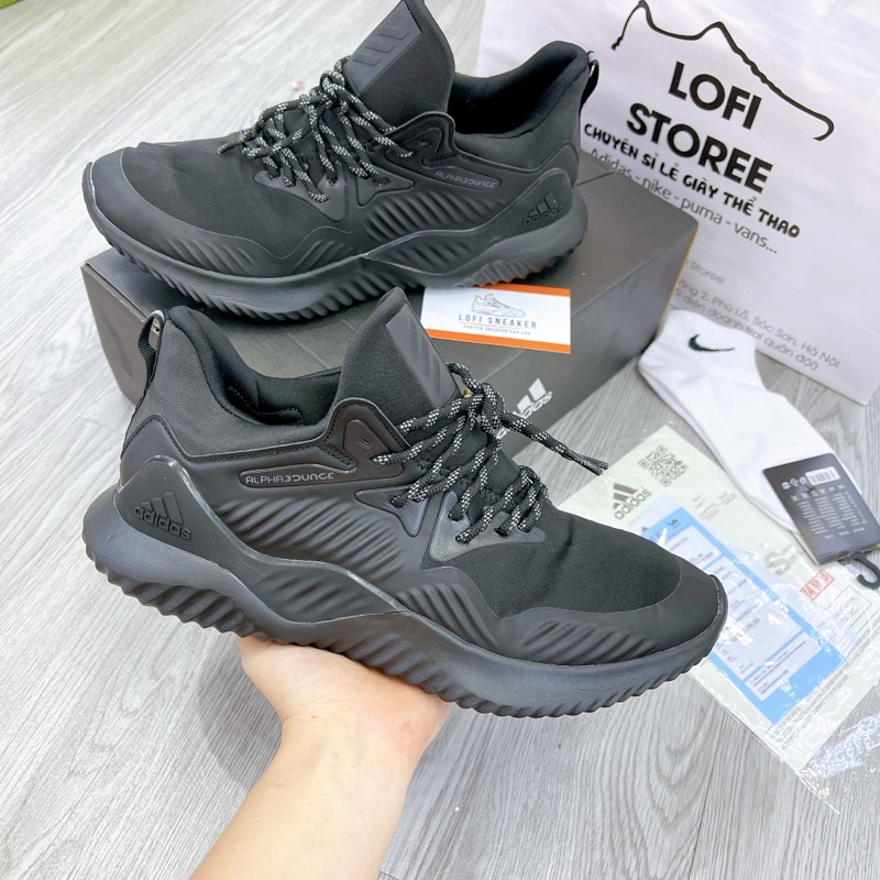Giày sneaker Anpha Bouce full đen hàng cao cấp cho nam chạy bộ tập gym siêu êm