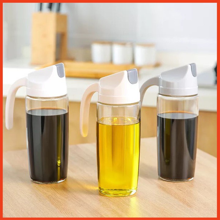 Bình Đựng Dầu Ăn, Nước Mắm, Xì Dầu Cao Cấp Tự Động Mở Nắp Khi Rót 600ml