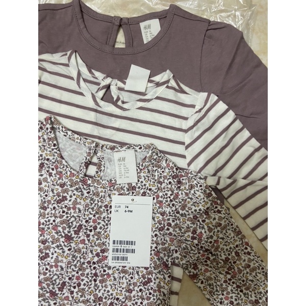 Set 3 áo cotton HM auth dài tay cho bé