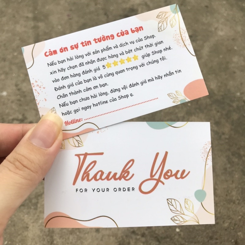 Combo 100 cái  thankyoucard, thiệp cảm ơn, Thẻ cám ơn có sẵn, Giấy bìa cứng cán màng size 9x5.5cm