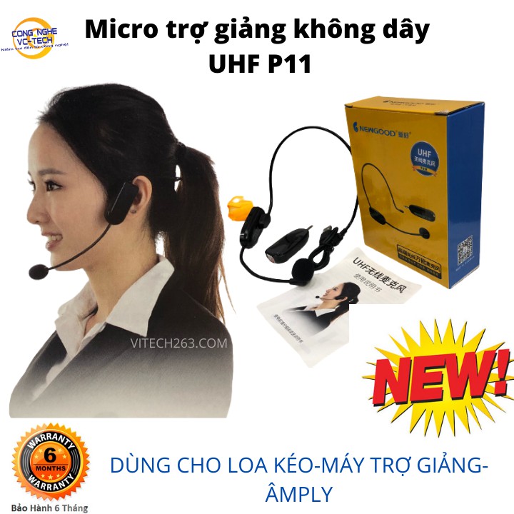 Micro không dây đeo tai sóng UHF P11 cho Loa kéo- Loa trợ giảng-Âmply...THIẾT KẾ THỜI TRANG SIÊU BỀN 2020