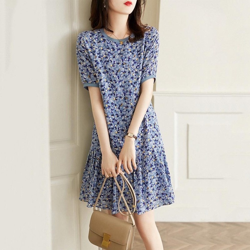 Đầm hoa xếp li size lớn phong cách Pháp retro thời thượng