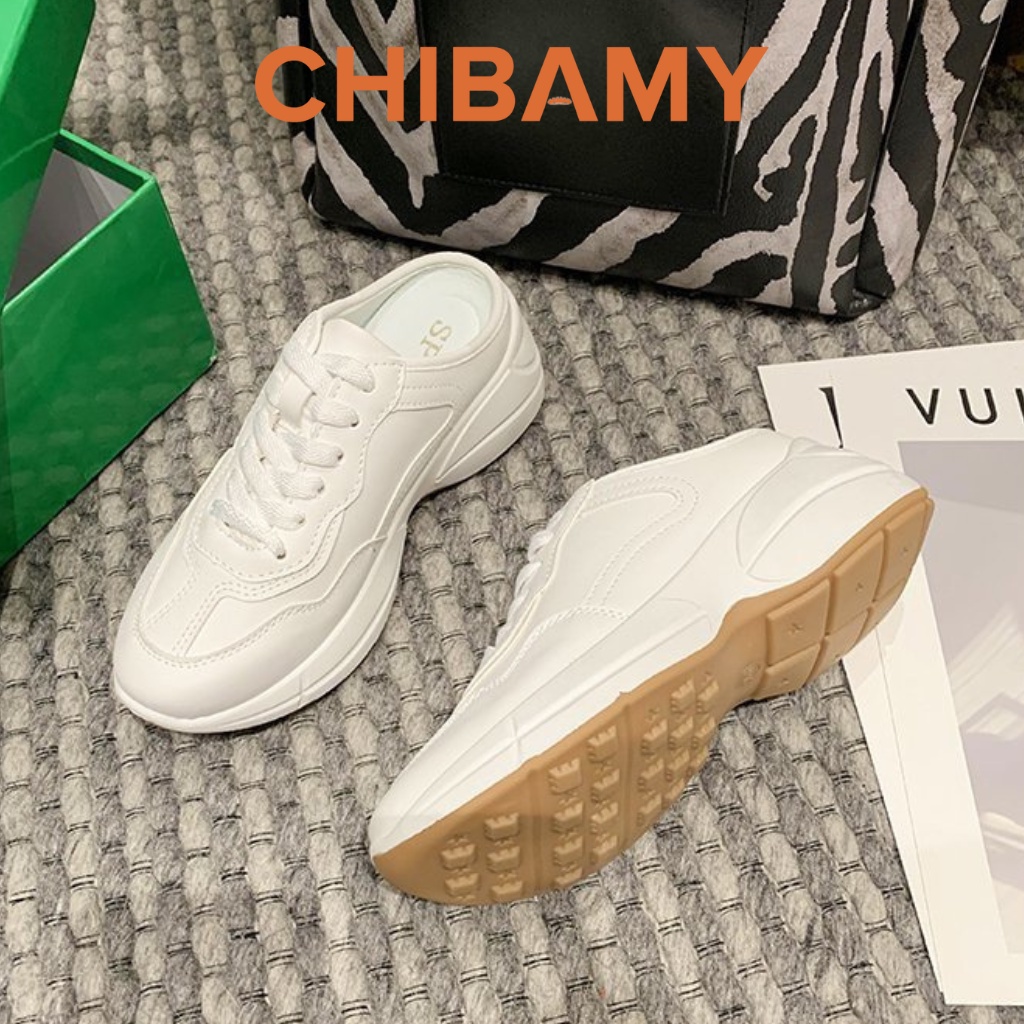 Sục thể thao nữ GC Trơn màu kem CHIBAMY, sục ullzang nữ độn đế 5cm form nhỏ