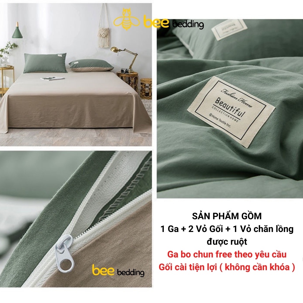Bộ chăn ga gối 4 món cotton tici Bee Bedding cao cấp. drap vỏ phong cách hàn quốc kích thước 1m2, 1m4, 1m6, 1m8 x2m, 2m2