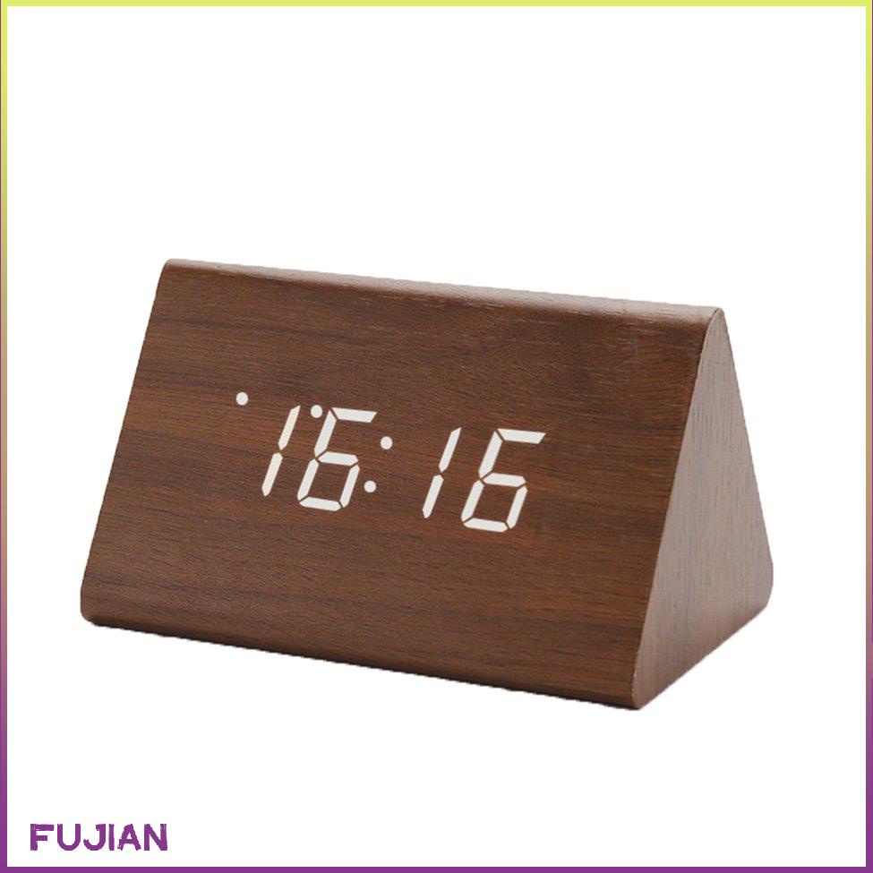 Hình tam giác Máy tính để bàn Hình tam giác đẹp Điều khiển âm thanh điện tử Đồng hồ gỗ Led [8/4]