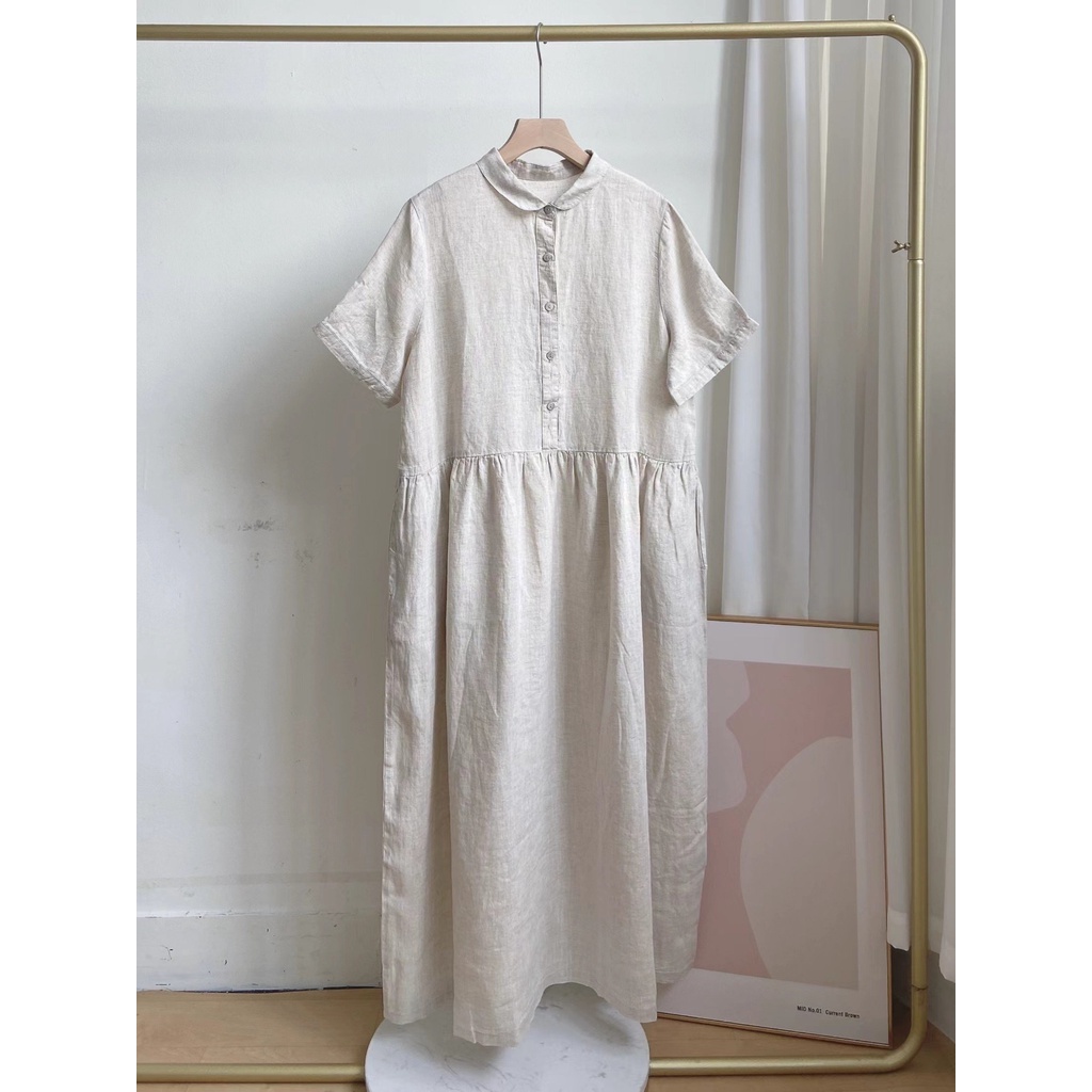 Váy Sơ Mi Nữ From Rộng,Váy Sơ Mi Dáng Suông Tay Cộc Chất Đũi Mềm Mịn Kiểu Váy Ulzzang (Kèm Ảnh Thật)