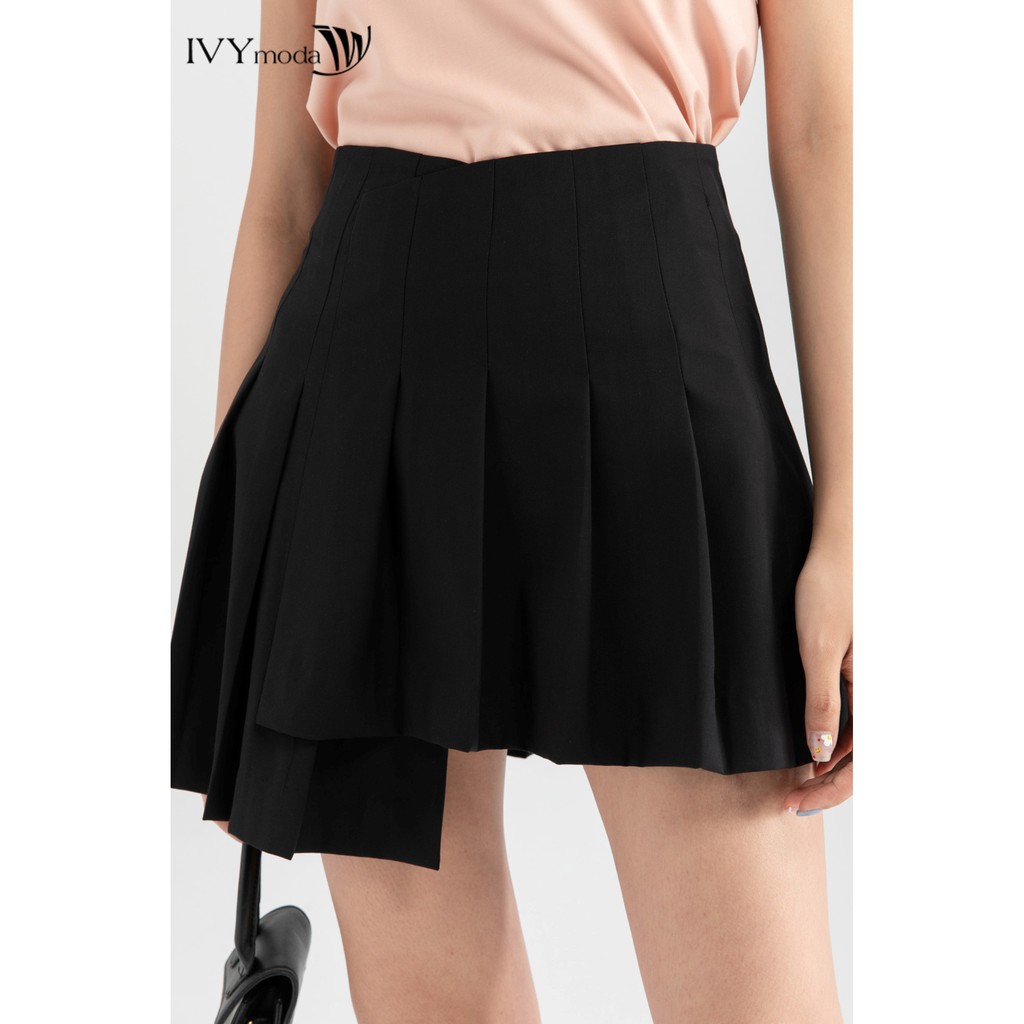 Chân váy xếp ly gấu lệch thiết kế IVY moda MS 30B8639
