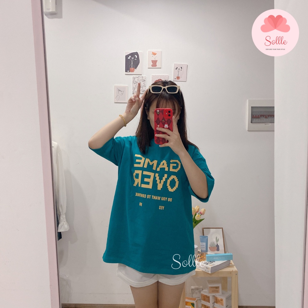 Áo phông tay lỡ Unisex GAME OVER, áo thun ngắn tay cotton mềm form rộng Ulzzang năng động Sollle