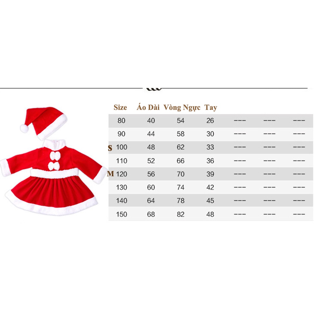 Bộ trang phục váy liền Noel dành cho bé gái gồm nón