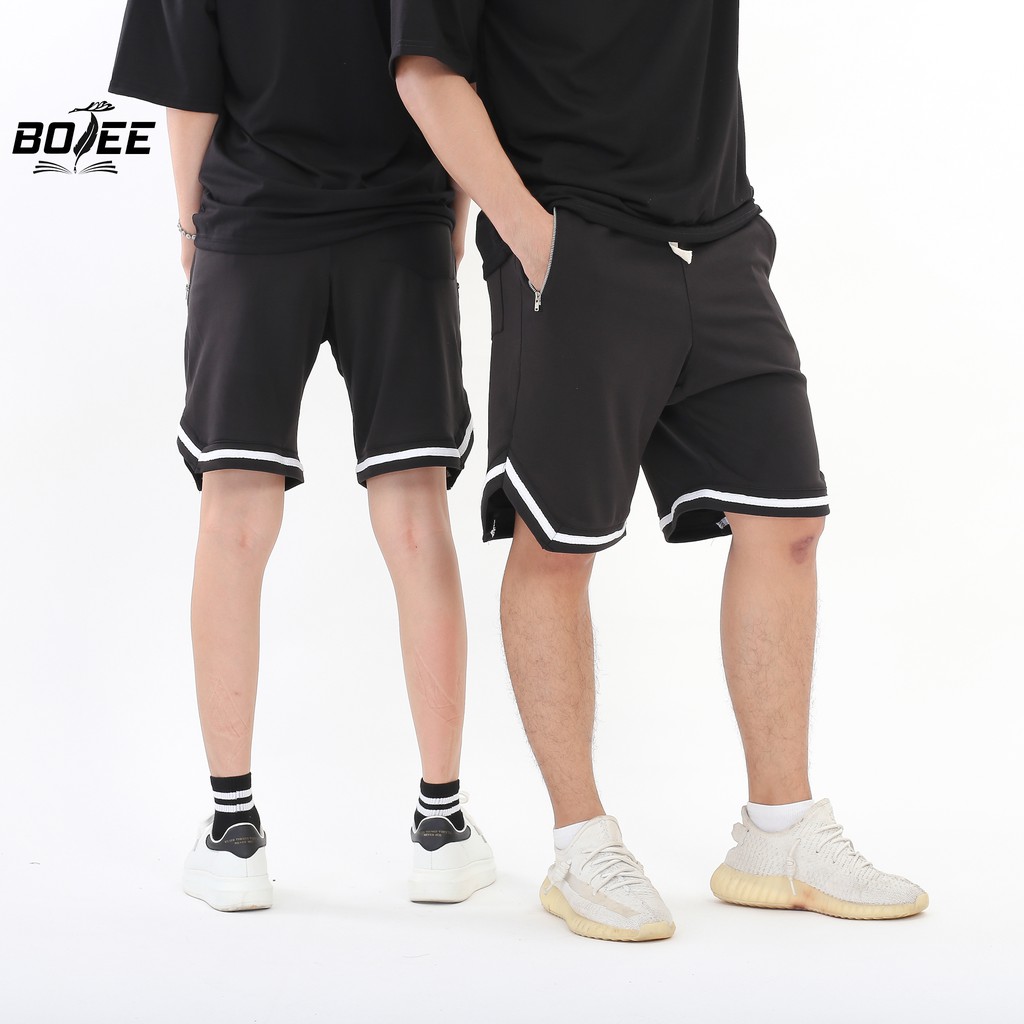 Quần short 1V BOTEE  unisex nam nữ màu đen ống rộng thể thao | BigBuy360 - bigbuy360.vn