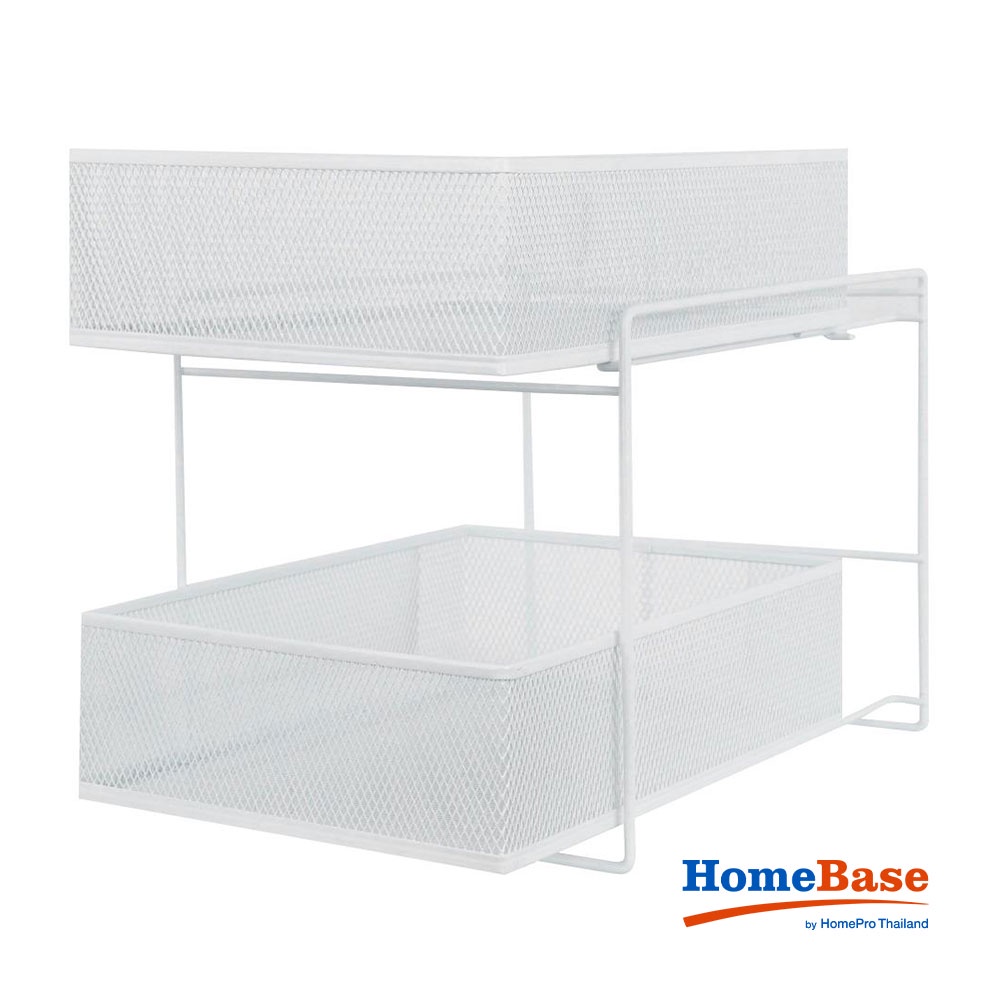 HomeBase KECH Kệ lưu trữ lưới thép dạng trượt 2 tầng L Thái Lan W25.3xD34xH32.2cm