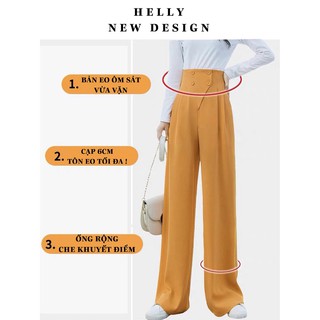 Quần dài suông ống rộng cạp cao cx 4 màu | helly shop