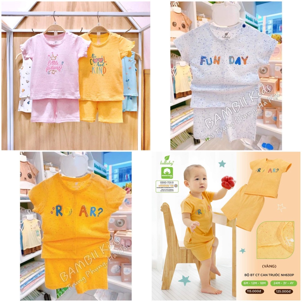 Bộ cộc tay bé trai, bé gái cotton Nuke Lullaby (NH630p-NH631P)