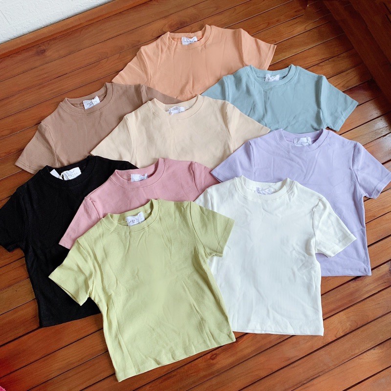 Áo thun ôm cộc tay chất tăm trơn basic ảnh thật video | BigBuy360 - bigbuy360.vn