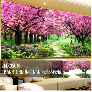 Tranh đính đá con đường tình yêu khổ lớn 2mx95cm