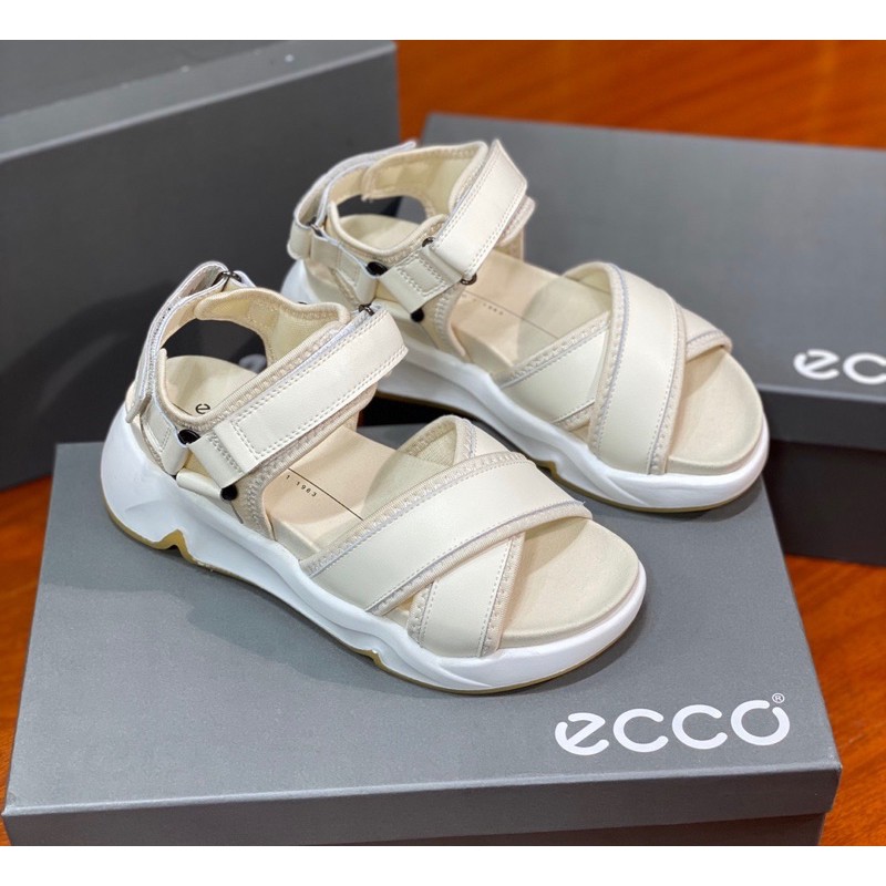 Sandal nữ quai đan chéo dây dán điều chỉnh Ecco da thật cao cấp