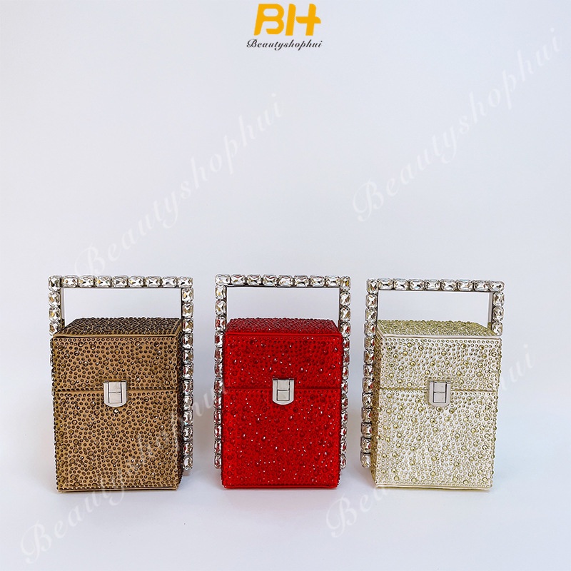 Túi Xách Tay Đính Đá Kiểu Pháp Thời Trang Thu Đông Sang Trọng Cho Nữ