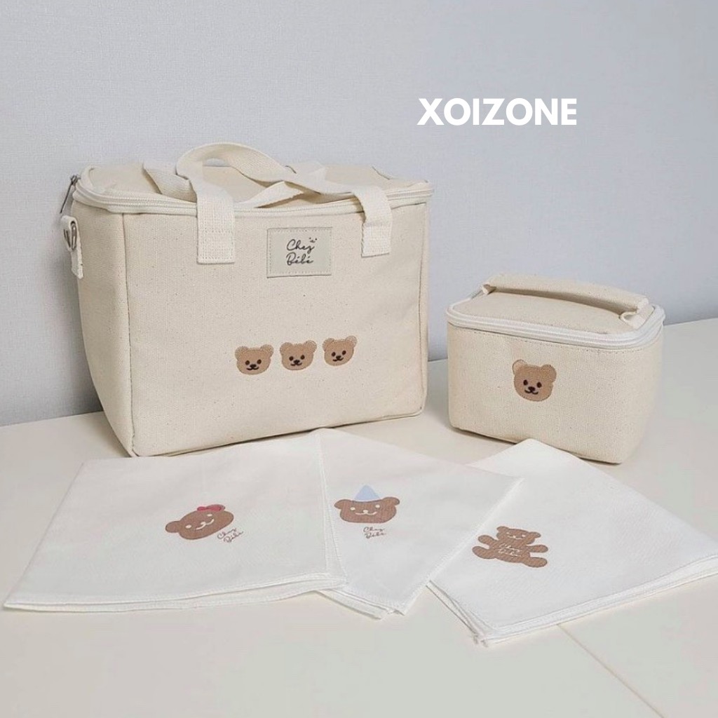 Túi giữ nhiệt Chezbebe gấu size to cho bé