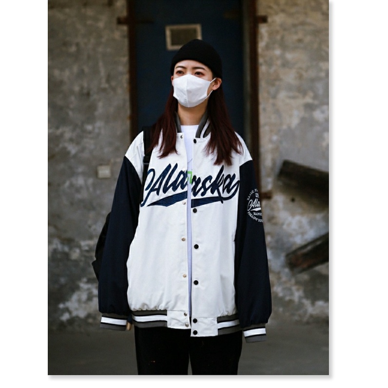 Aó khoác Bomber unisex phối tay chất dù 2 lớp dày mịn