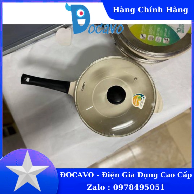 CHẢO RÁN XÀO CHỐNG DÍNH CAREZ WOC453DI-28 hợp kim đúc khối màu kem, 2 đáy từ, phủ Ceramic cao cấp Đocavo