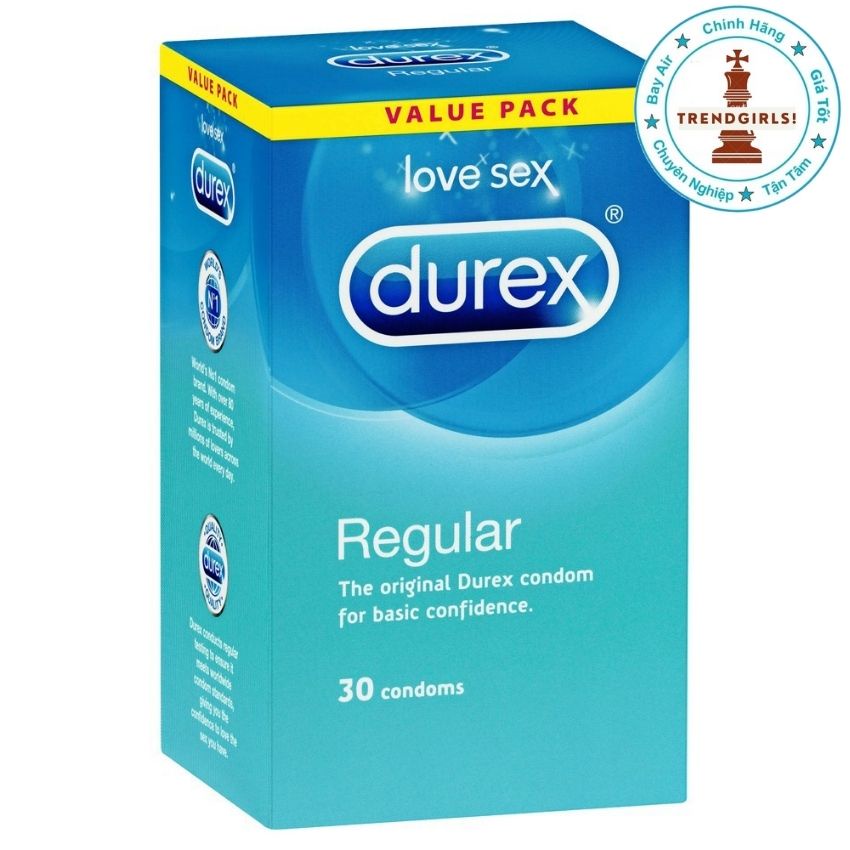 Bao cao su DUREX LOVE SEX REGULAR hộp 30 cái của úc với cảm giác chân thực siêu mỏng tự nhiên